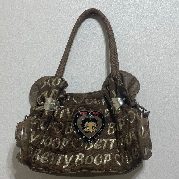 Betty Boop Handbags - Betty Boop Handbag Brown Betty Boop
Gold Lettering Front & Back
